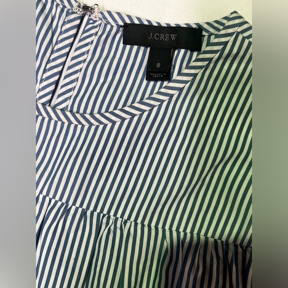 J CREW Blue and white micro stripe ruffle top blouse size 8. - Picture 9 of 12